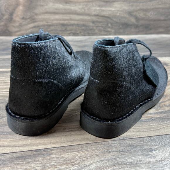 NIB Clarks Desert Boots 2 7M Black Leather Calf Hair Chukka Boots Booties - Picture 6 of 12